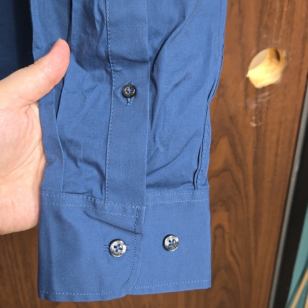 Banana Republic Size XL Blue Slim Fit Cotton Button Down Shirt - Picture 3 of 8